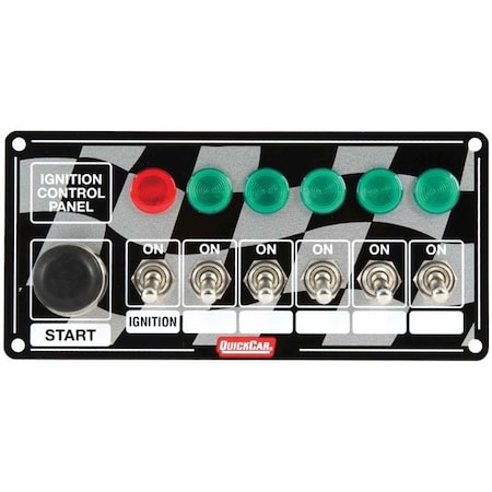 Quickcar Racing Products Quickcar Racing Products QRP50-166 ICP20.5 Ignition Race Panel - Ignition Switch with Start Switch & 5-Accessory Switches - Lights QRP50-166